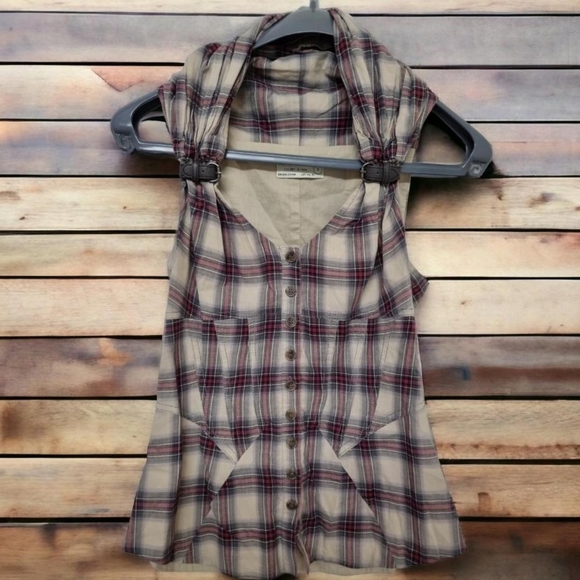 All Saints Tops - Allsaints deadwood altair topUk 8Leather strapsChecked